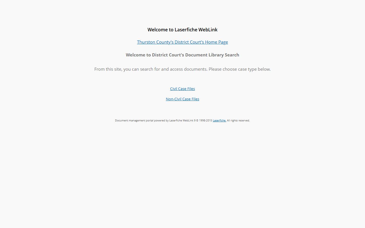 Thurston County District Court WebLink case records portal