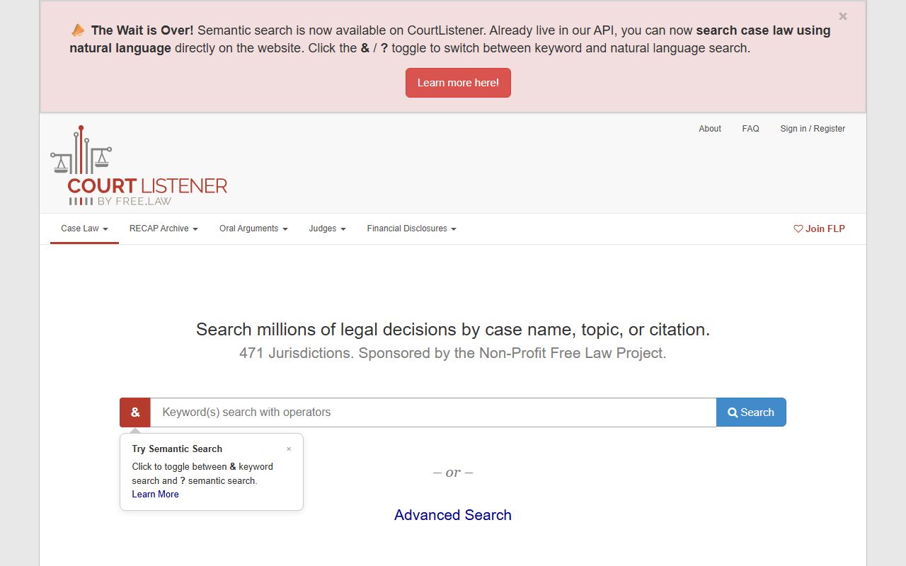 CourtListener free federal and state court records resource for Thurston County researchers