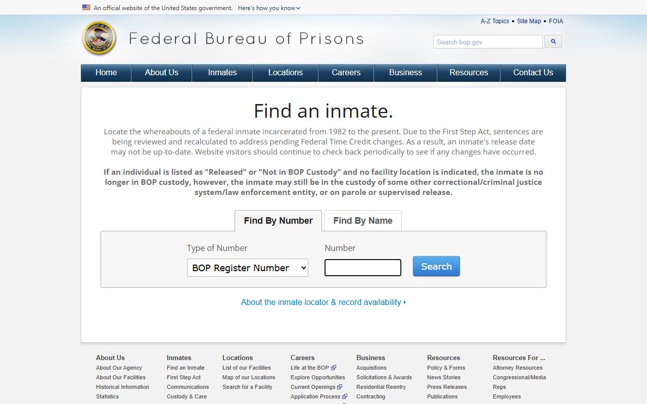 Federal Bureau of Prisons inmate locator for Thurston County