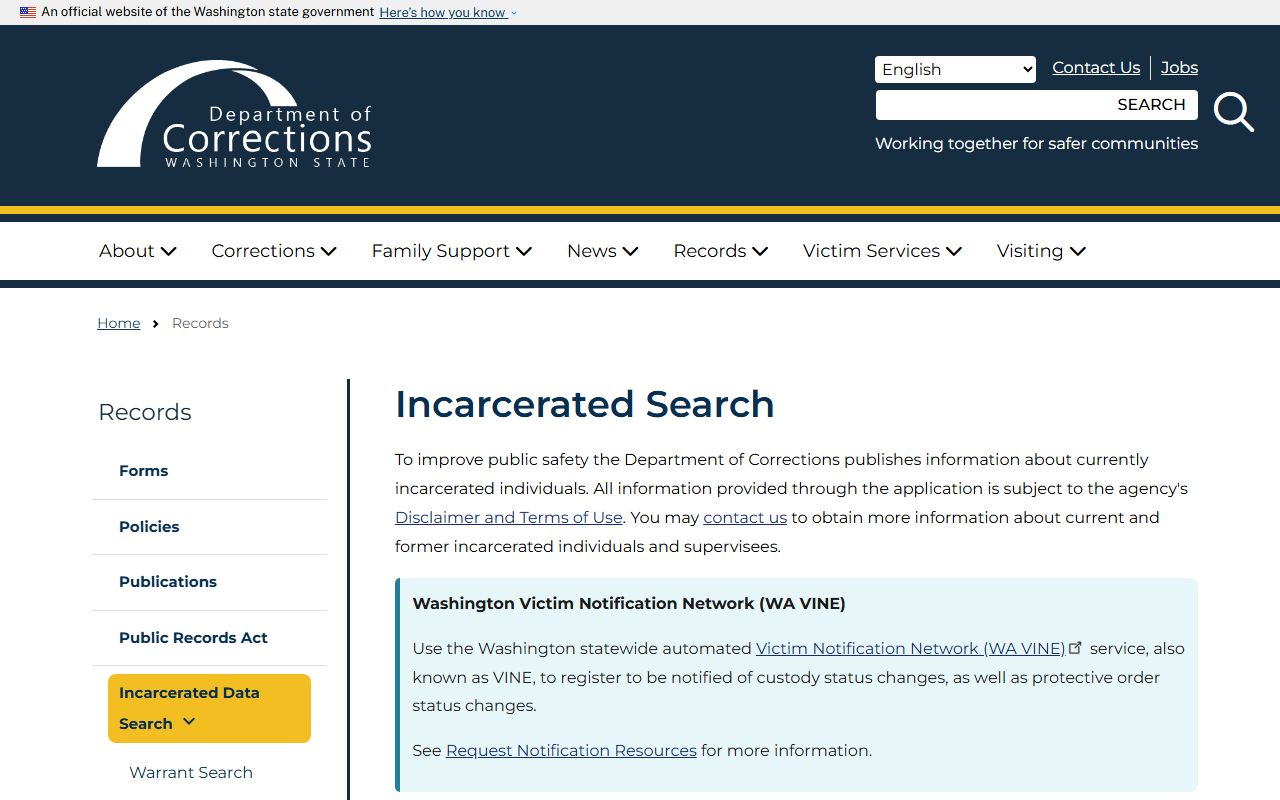 Washington DOC incarcerated search for Thurston County inmates
